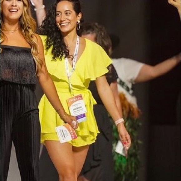 DO+BE Lime Green Ruffle Open Back Romper - Picture 1 of 8